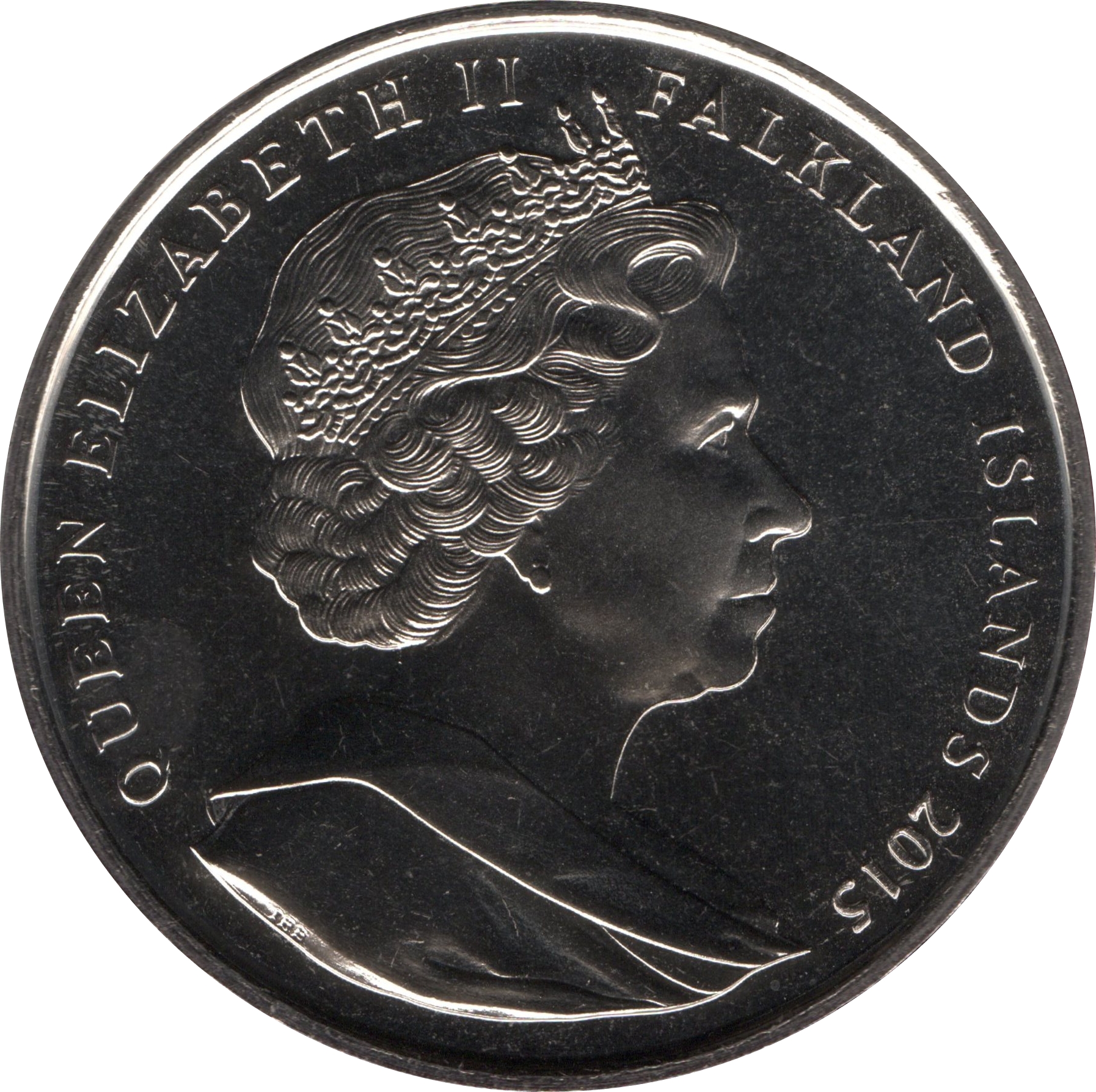 Falkland Islands 1 Crown - Elizabeth II 275th Anniversary Composition Rule Britannia obverse