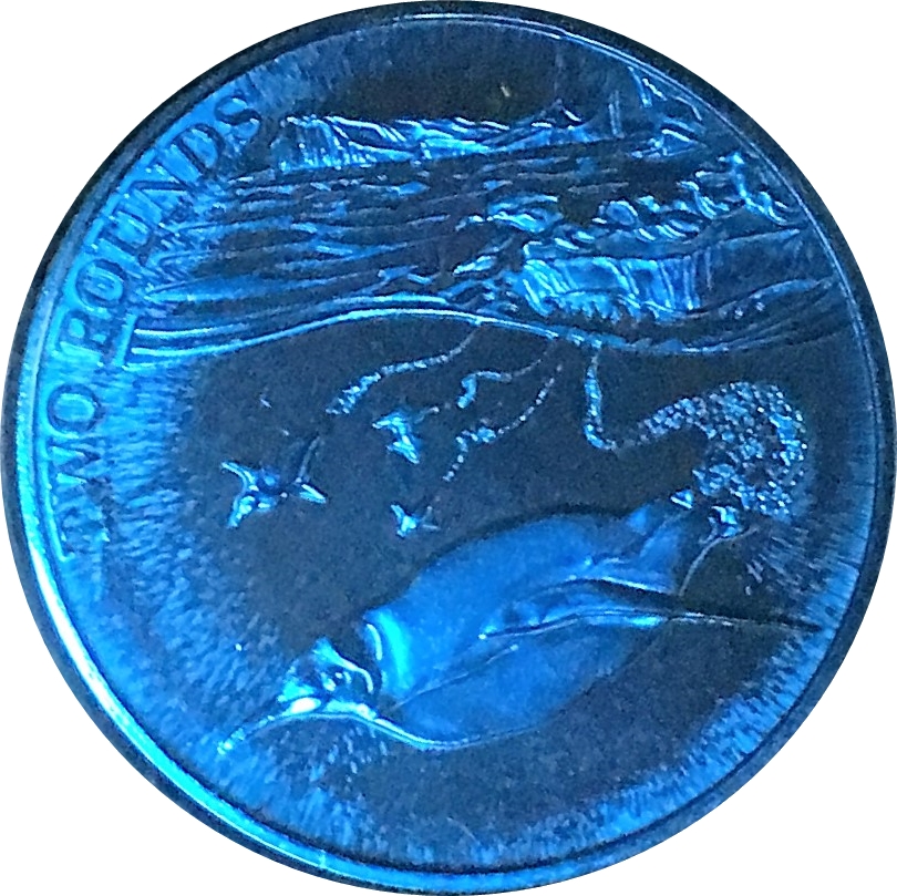 British Antarctic Territory 2 Pounds - Elizabeth II The emperor penguin; Titanium