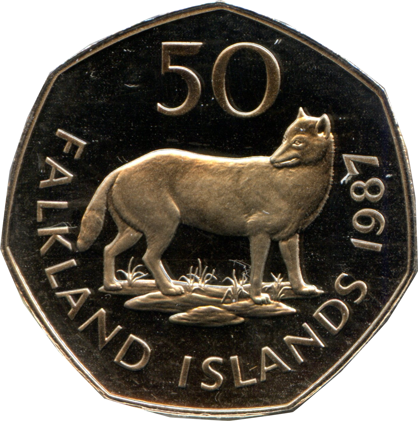 Falkland Islands 50 Pence - Elizabeth II 2nd portrait; large type