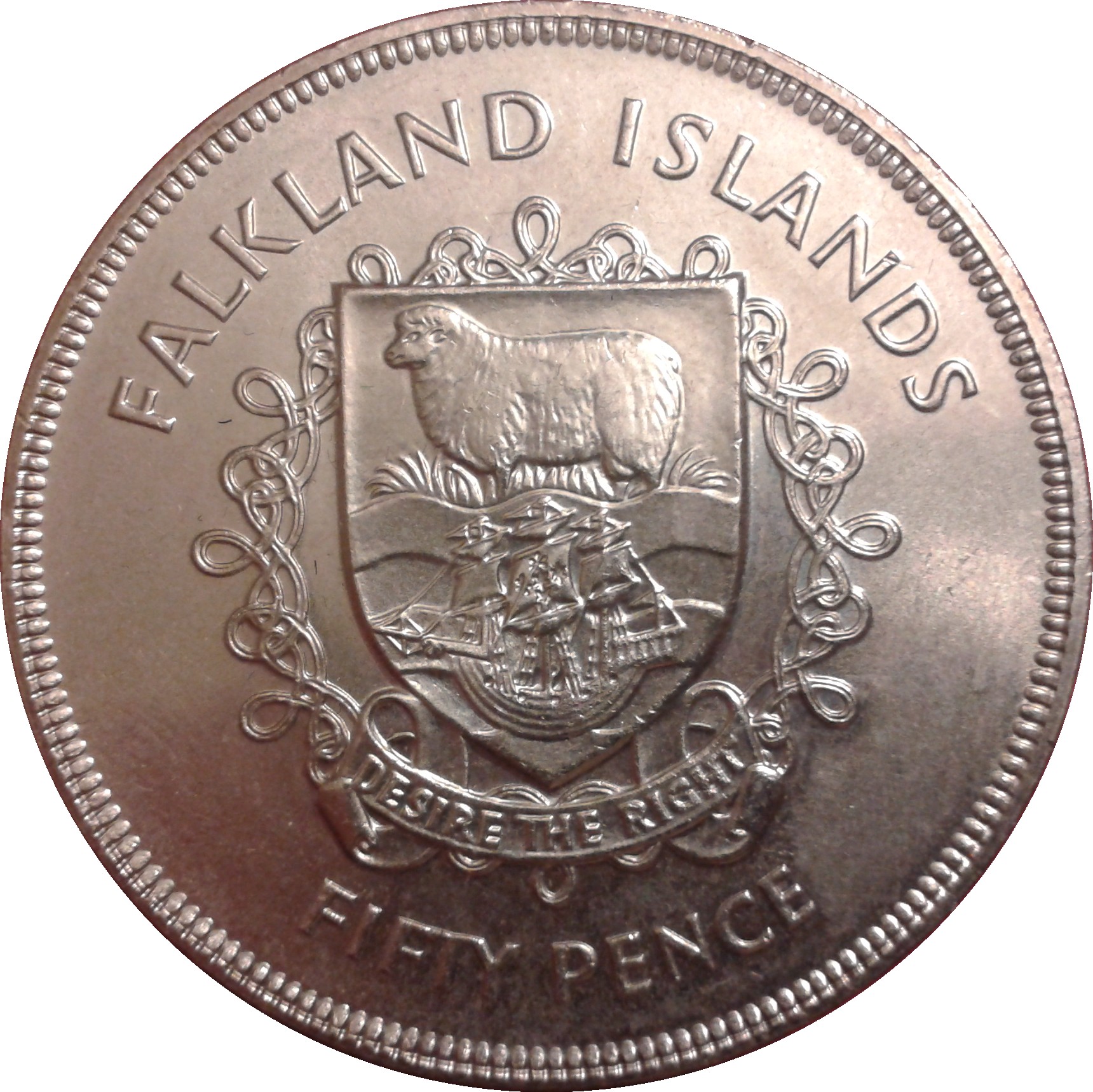 Falkland Islands 50 Pence - Elizabeth II Silver Jubilee reverse