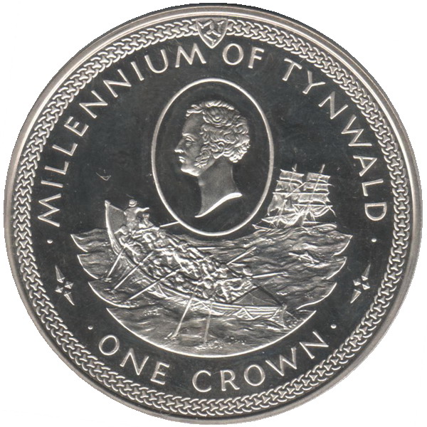 Isle of Man 1 Crown - Elizabeth II Tynwald - Sir William Hillary; Silver Proof reverse