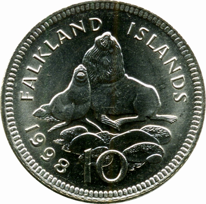 Falkland Islands 10 Pence - Elizabeth II 2nd portrait; small type