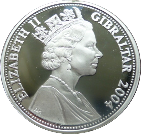 Gibraltar 5 Pounds - Elizabeth II Winston Churchill-Coloured Poppy obverse