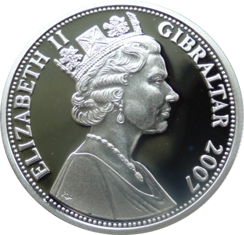 Gibraltar 5 Pounds - Elizabeth II History of the RAF - Supermarine Spitfires obverse