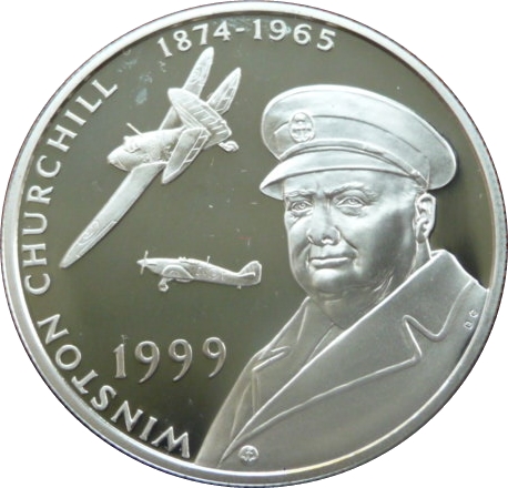 Tristan da Cunha 50 Pence - Elizabeth II Winston Churchill; Silver Proof Issue reverse