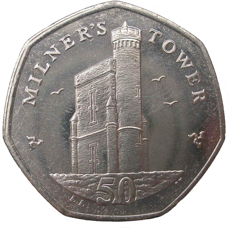 Isle of Man 50 Pence - Elizabeth II Milner's Tower