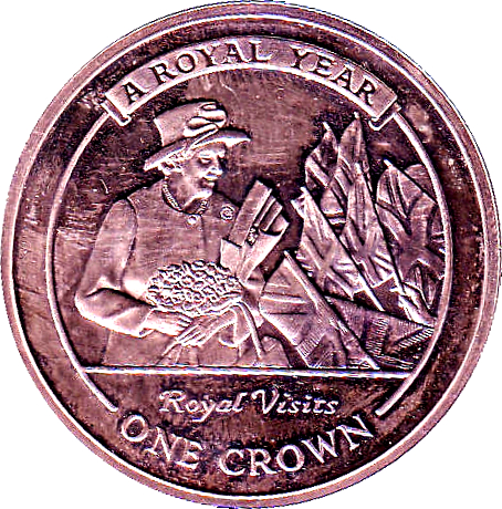 Gibraltar 1 Crown - Elizabeth II Royal Visits reverse