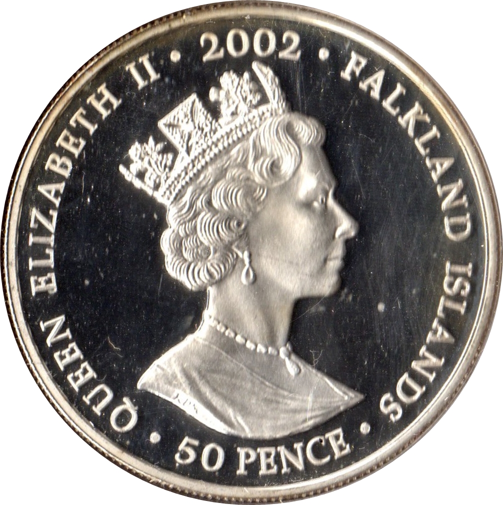 Falkland Islands 50 Pence - Elizabeth II Throne; silver obverse