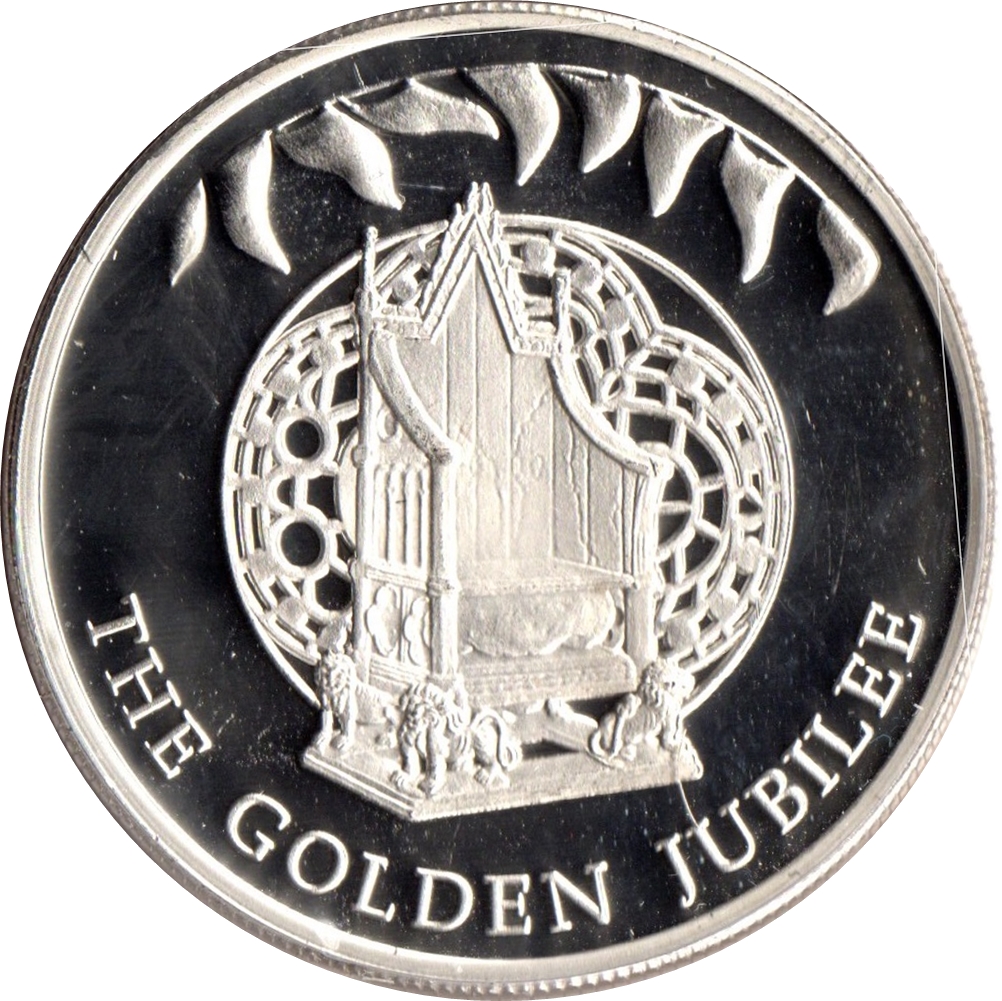 Falkland Islands 50 Pence - Elizabeth II Throne; silver reverse