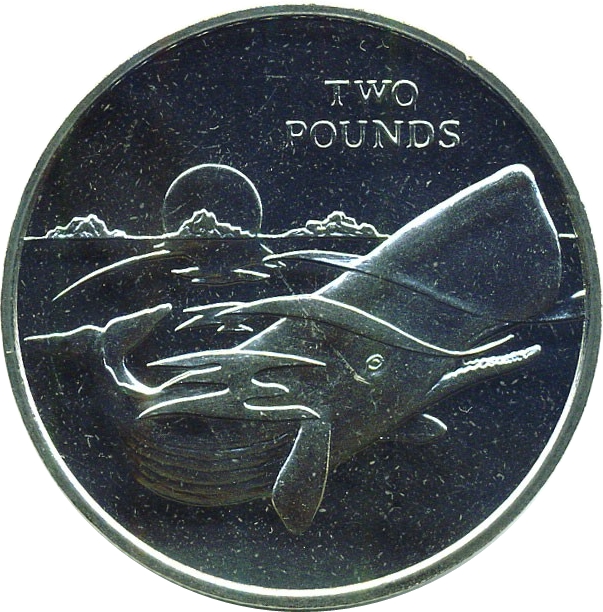British Antarctic Territory 2 Pounds - Elizabeth II The Sperm whale
