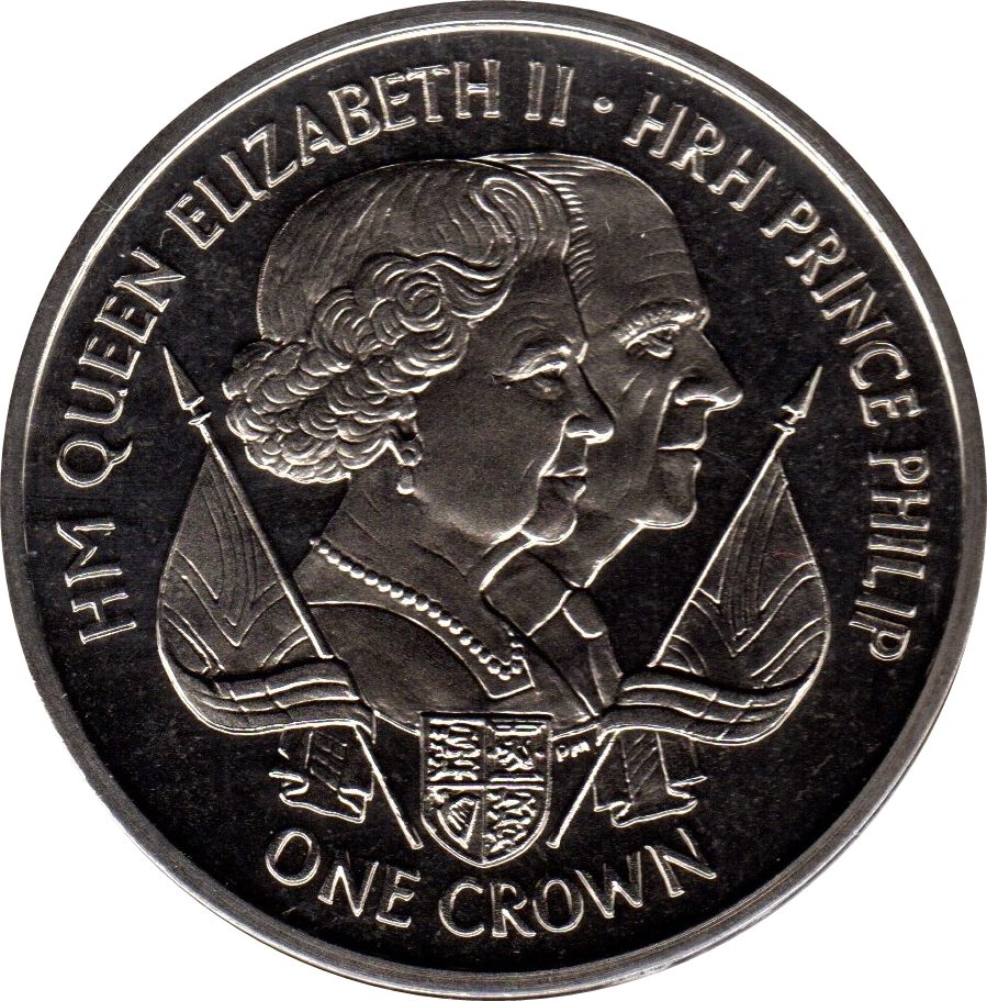 Isle of Man 1 Crown - Elizabeth II Queen Elizabeth II and Prince Philip birthdays