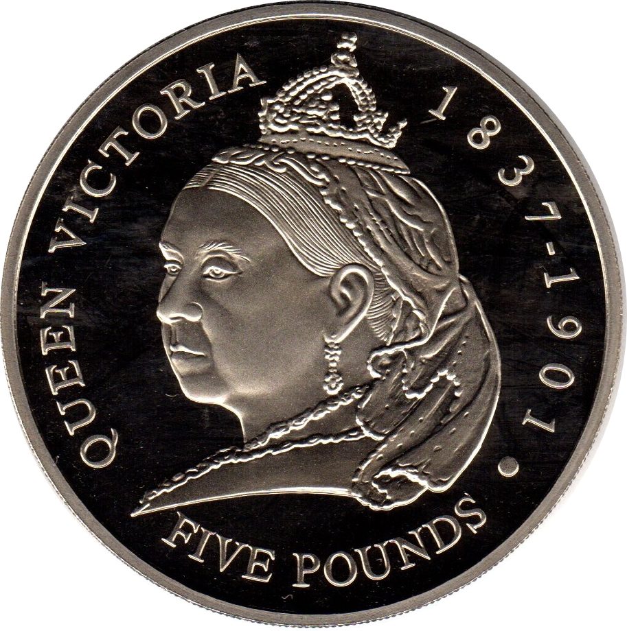 Guernsey 5 Pounds - Elizabeth II Queen Victoria Centennial