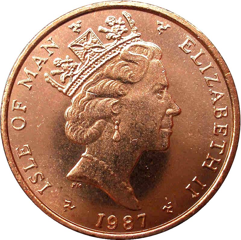 Isle of Man 1 Penny - Elizabeth II Shag obverse