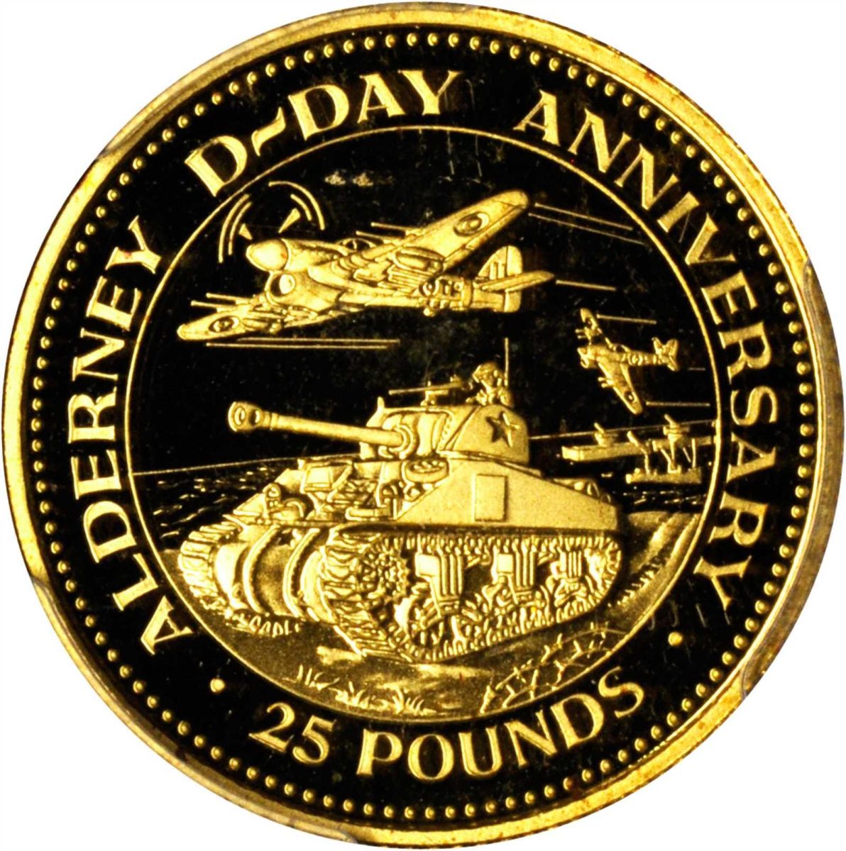 Alderney 25 Pounds - Elizabeth II D-Day obverse