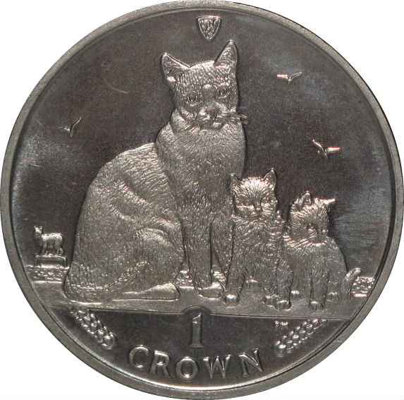 Isle of Man 1 Crown - Elizabeth II Snowshoe Cat