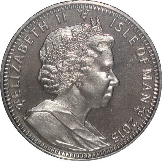 Isle of Man 1 Crown - Elizabeth II Selkirk Rex Cat obverse