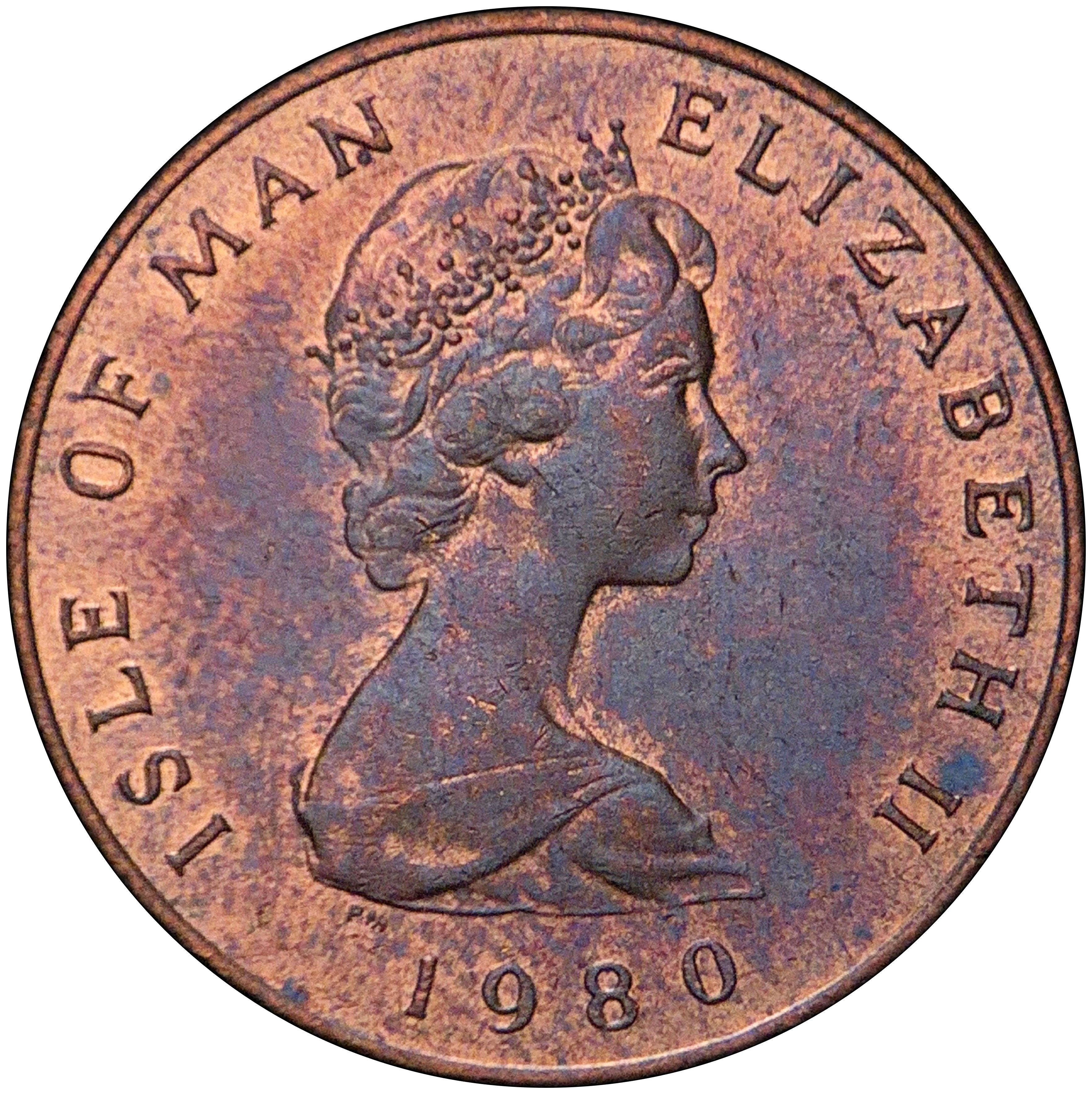 Isle of Man 1 Penny - Elizabeth II Manx cat obverse