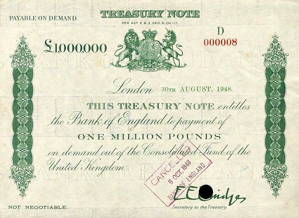 1 000 000 Pounds - Treasury Note obverse