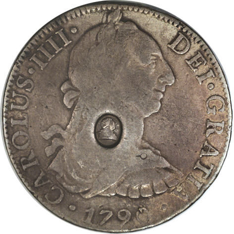1 Dollar - George III Type I countermark; oval obverse