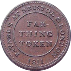1 Farthing Bristol - Patent Sheathing Nail Manufactory reverse