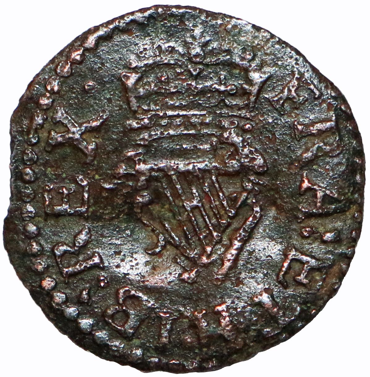 1 Farthing - Charles I Richmond issue; mule of types 4 and 3 reverse