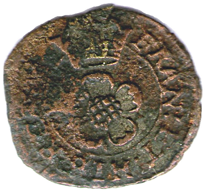 1 Farthing - Charles I Rose issue; mule of types 3 and 4 reverse