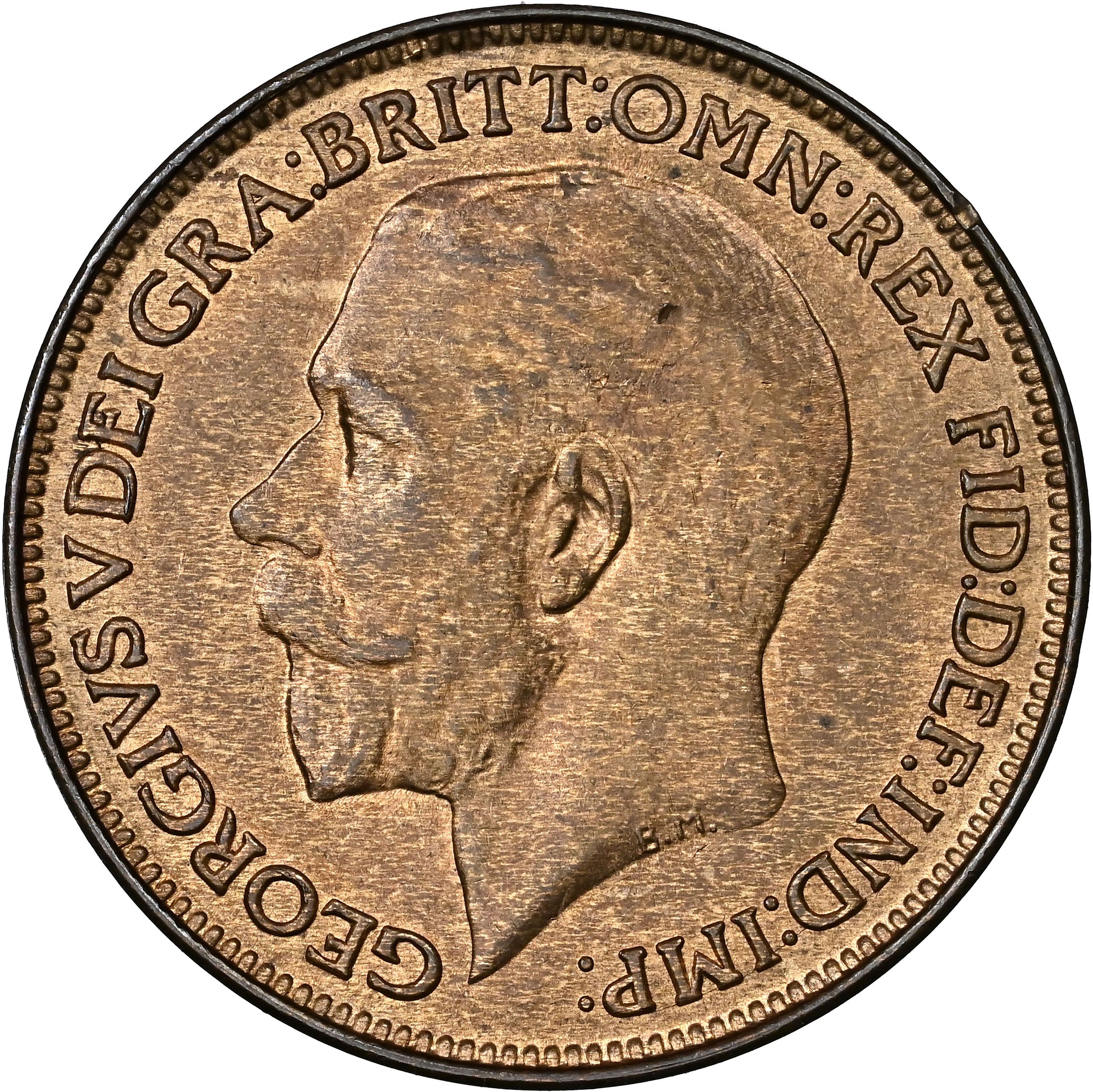 1 Farthing - George V obverse