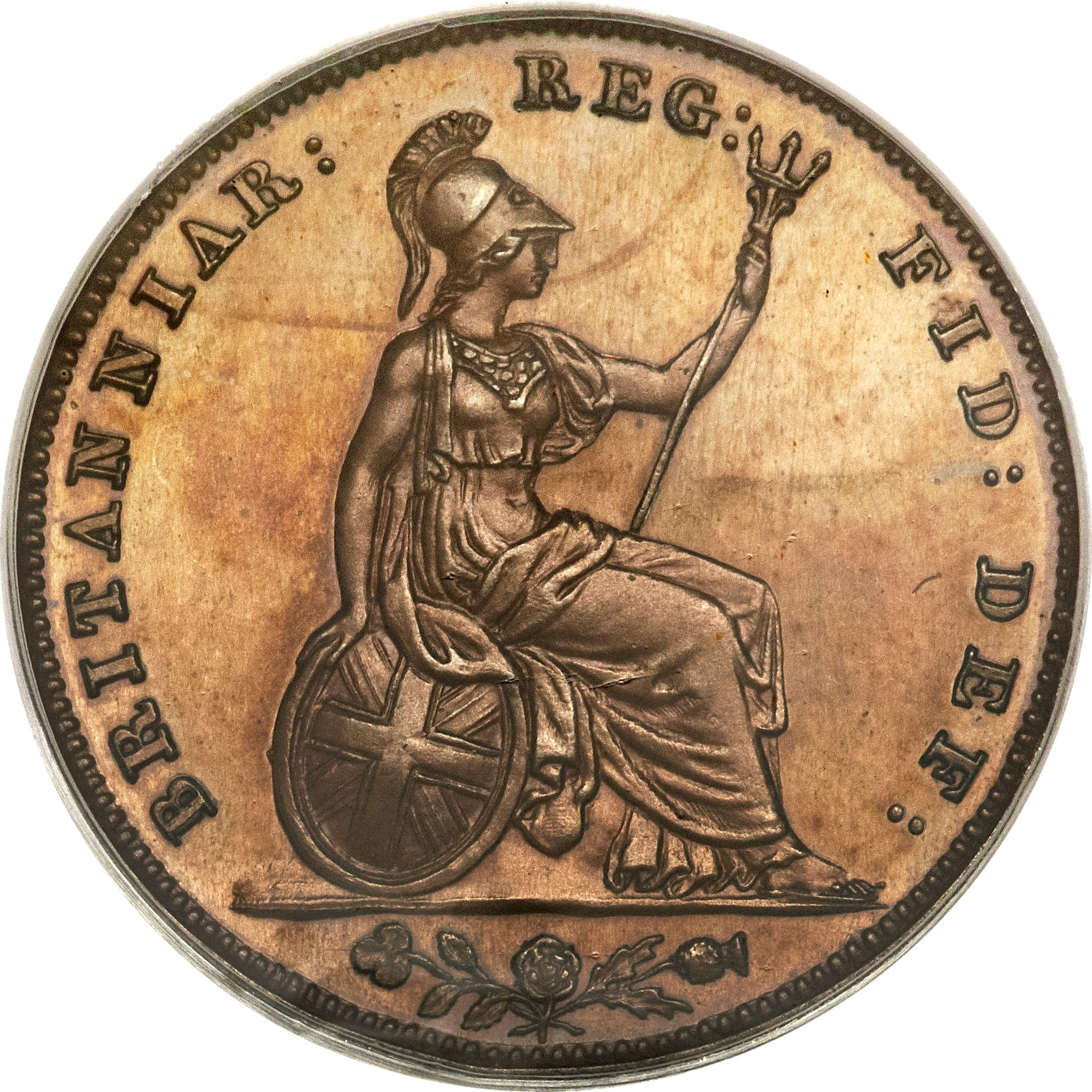1 Farthing - Victoria 1st portrait; bronzed reverse