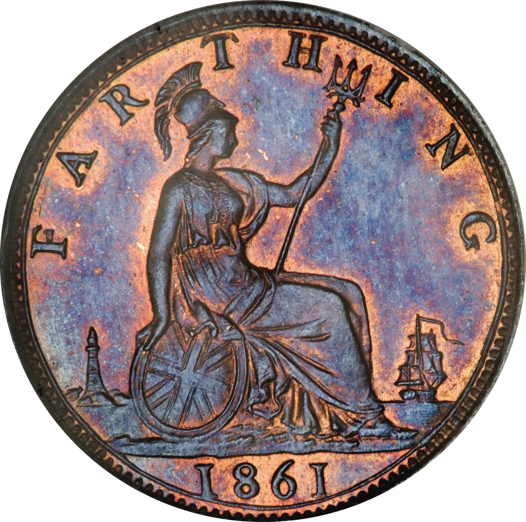 1 Farthing - Victoria 2nd portrait; 1st type reverse