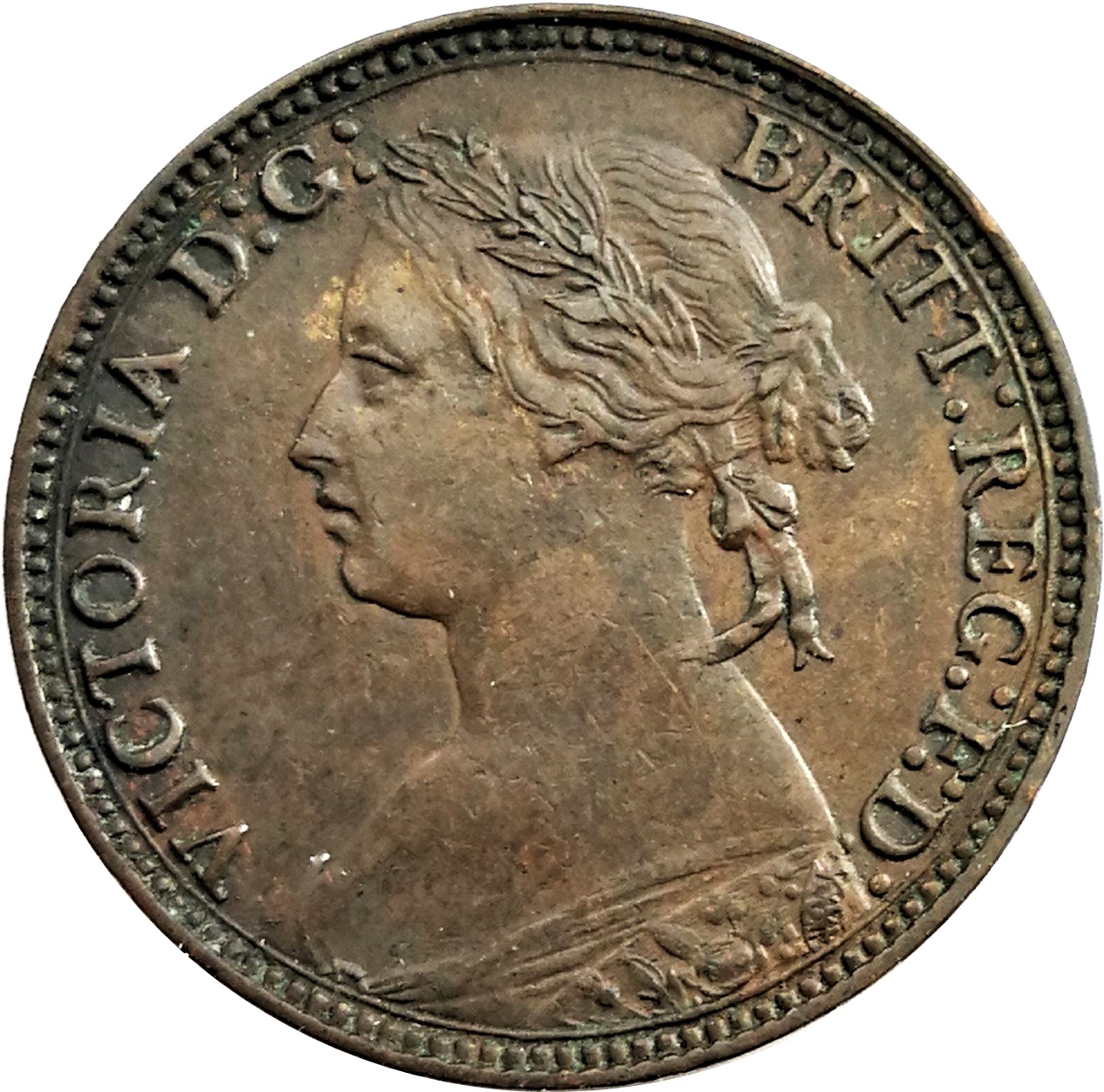 1 Farthing - Victoria 2nd portrait; 2nd type obverse