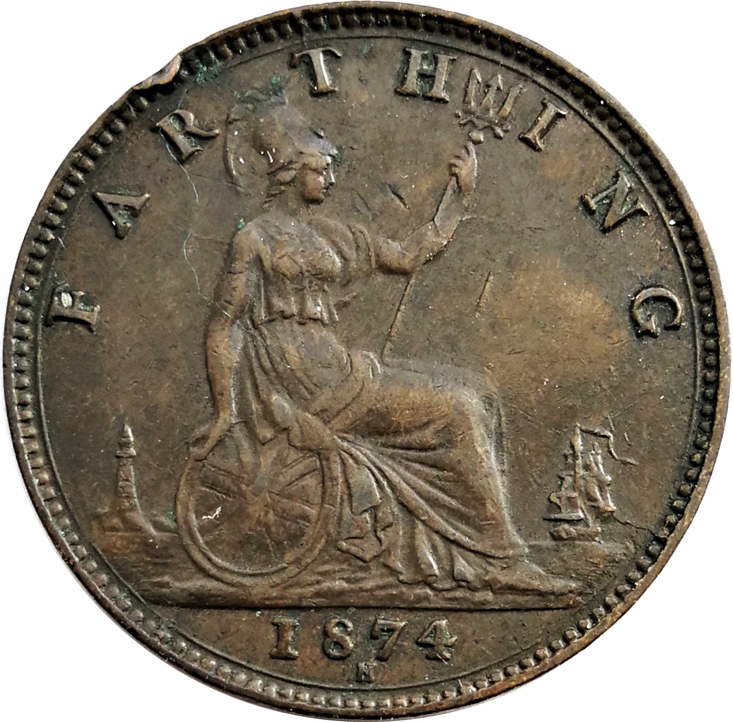 1 Farthing - Victoria 2nd portrait; 2nd type reverse
