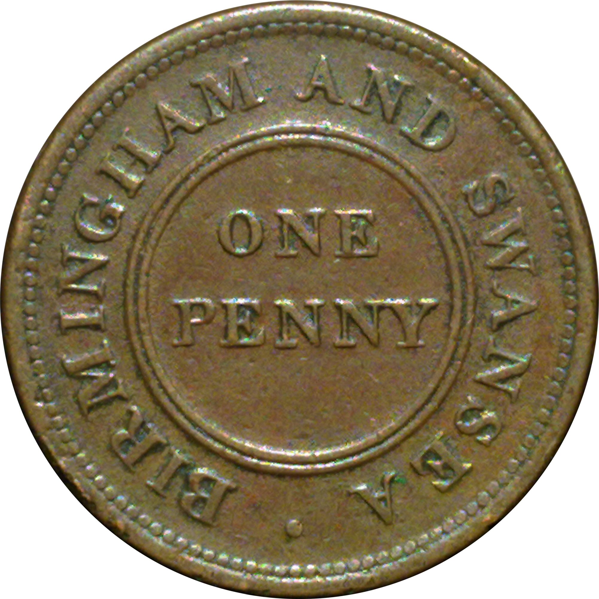 1 Penny Birmingham and Swansea - Rose Copper Co. reverse