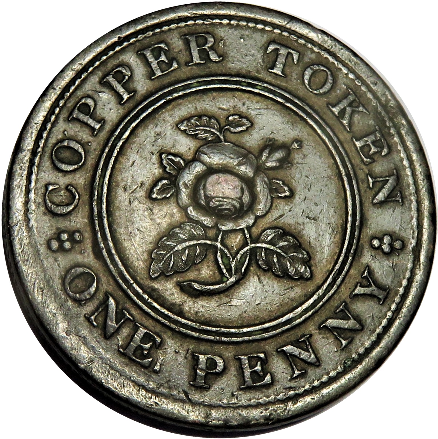 1 Penny Birmingham and Swansea - Rose Copper Co. reverse
