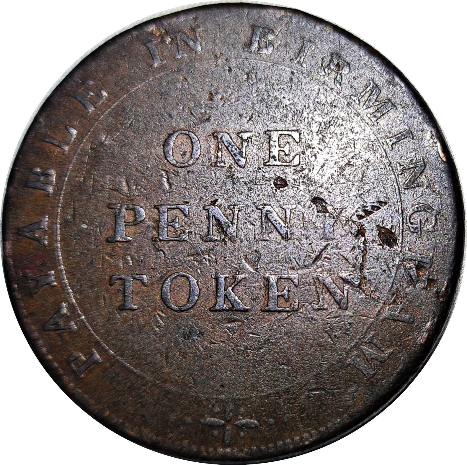 1 Penny Birmingham - Risca Union Copper Company reverse