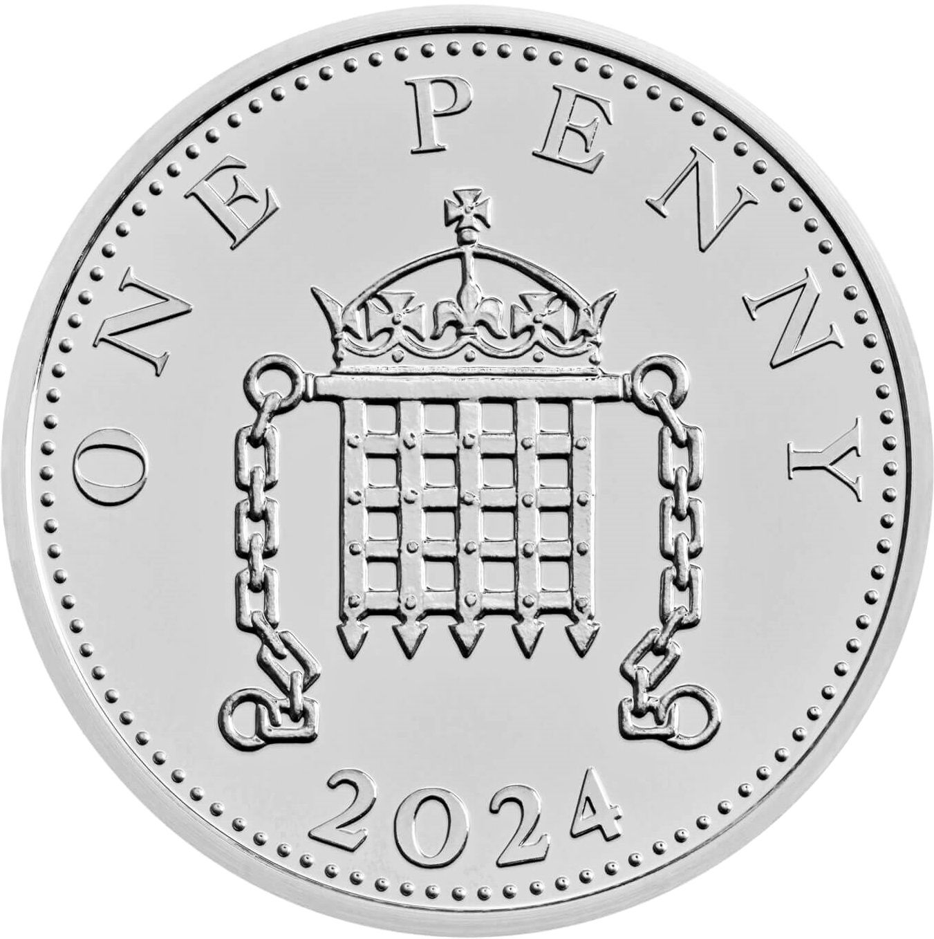 1 Penny - Charles III Portcullis; Silver reverse