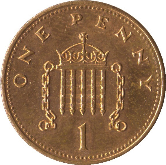 1 Penny - Elizabeth II 3rd portrait; non-magnetic reverse