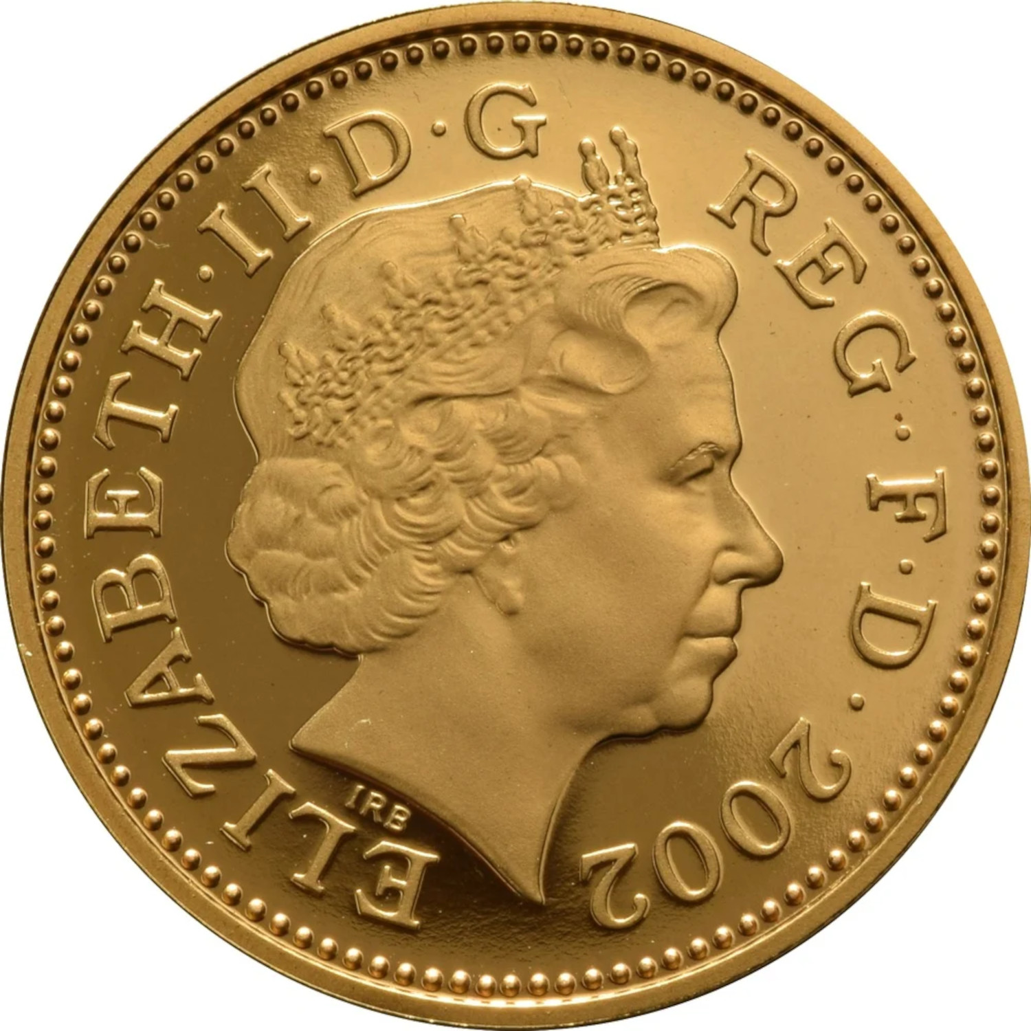 1 Penny - Elizabeth II 4th Portrait; Portcullis, Gold Proof obverse