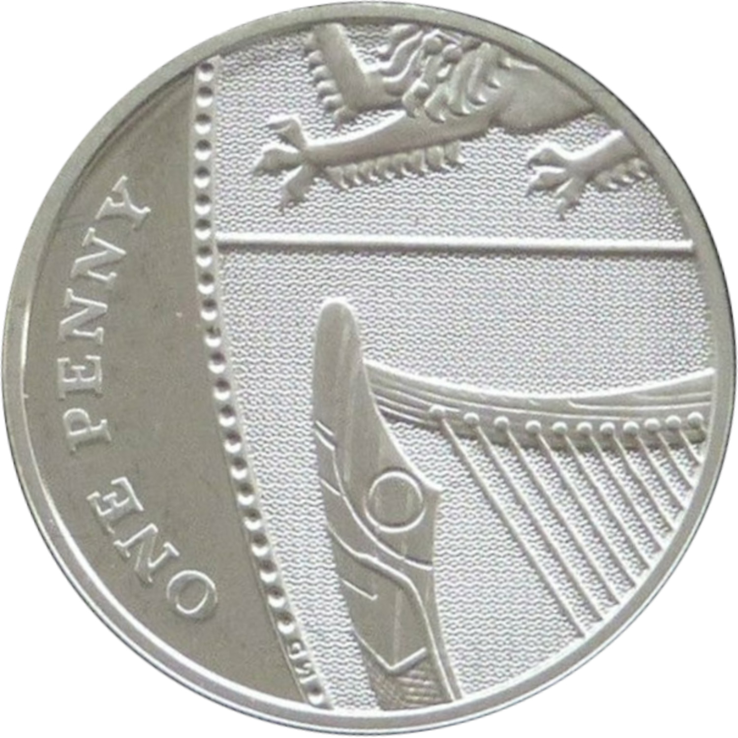 1 Penny - Elizabeth II 4th portrait; Royal Shield, Platinum Proof reverse