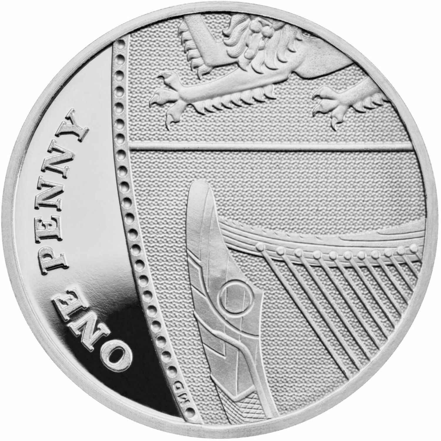 1 Penny - Elizabeth II 5th portrait; Royal Shield, Platinum Proof reverse