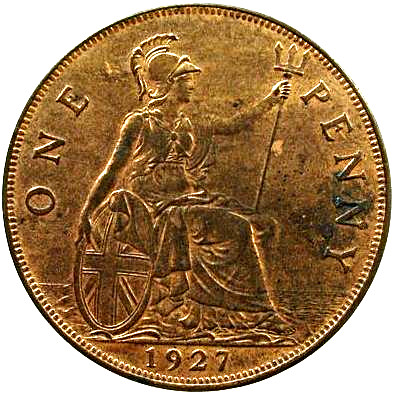 1 Penny - George V modified effigy reverse