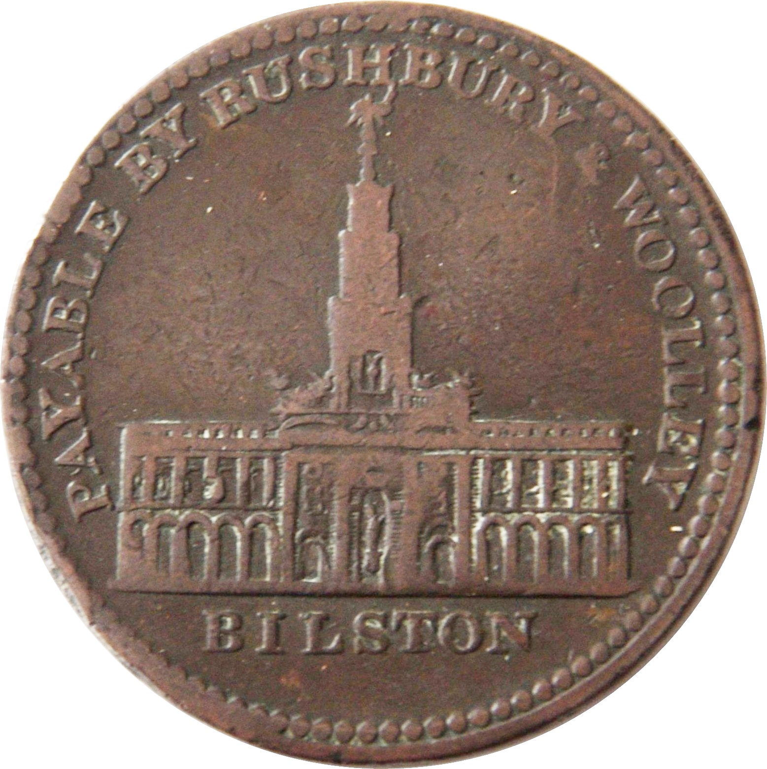 1 Penny Staffordshire - Bilston/Rushbury and Woolley reverse
