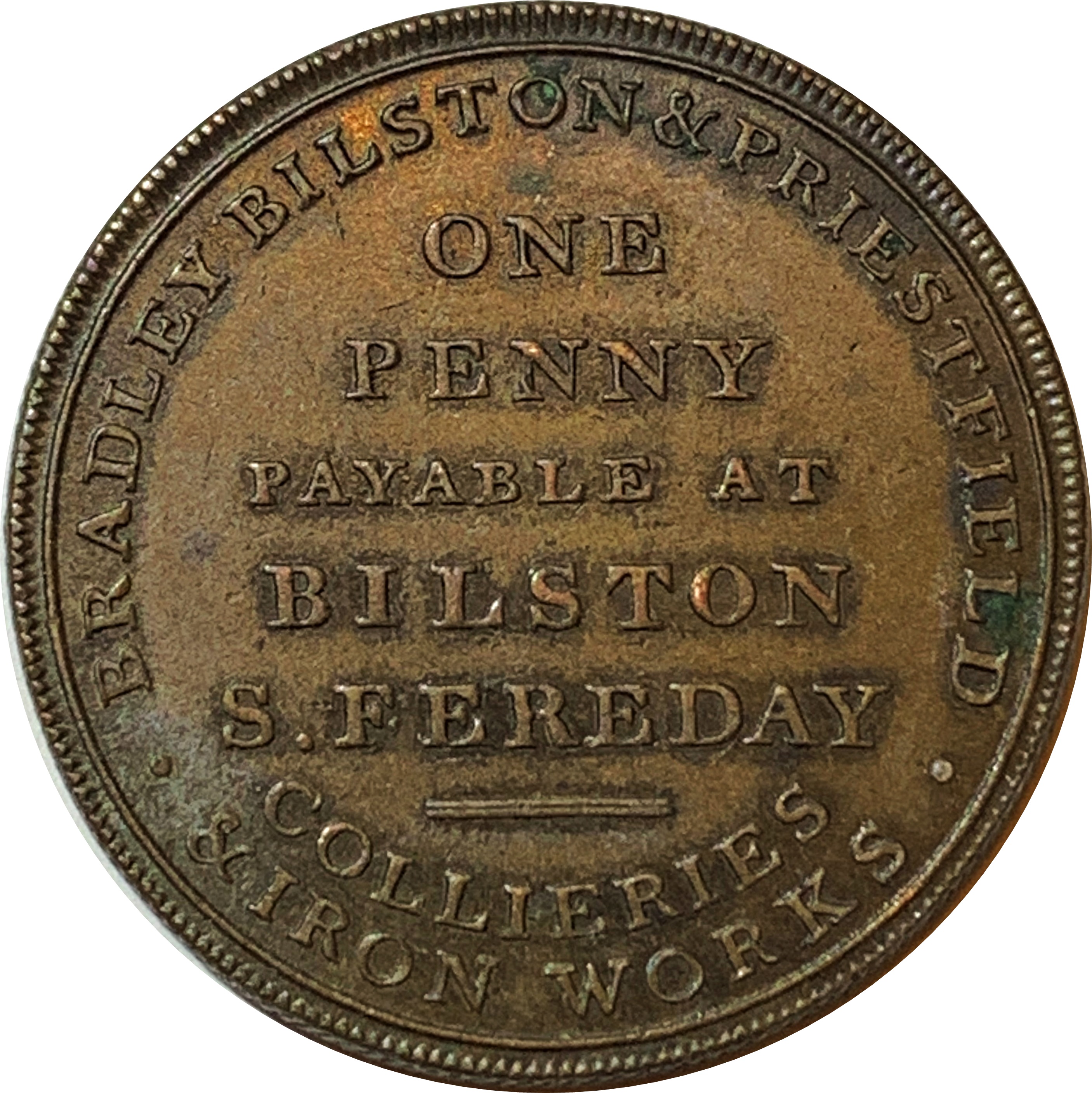 1 Penny Staffordshire - Bilston / S. Fereday reverse