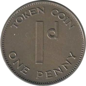 1 Penny Token Coin reverse