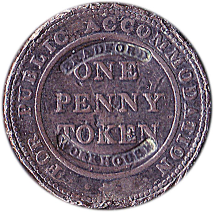 1 Penny UCC Birmingham - Bradford Workhouse Overstamp reverse
