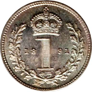 1 Penny - Victoria 2nd portrait; Maundy issues reverse