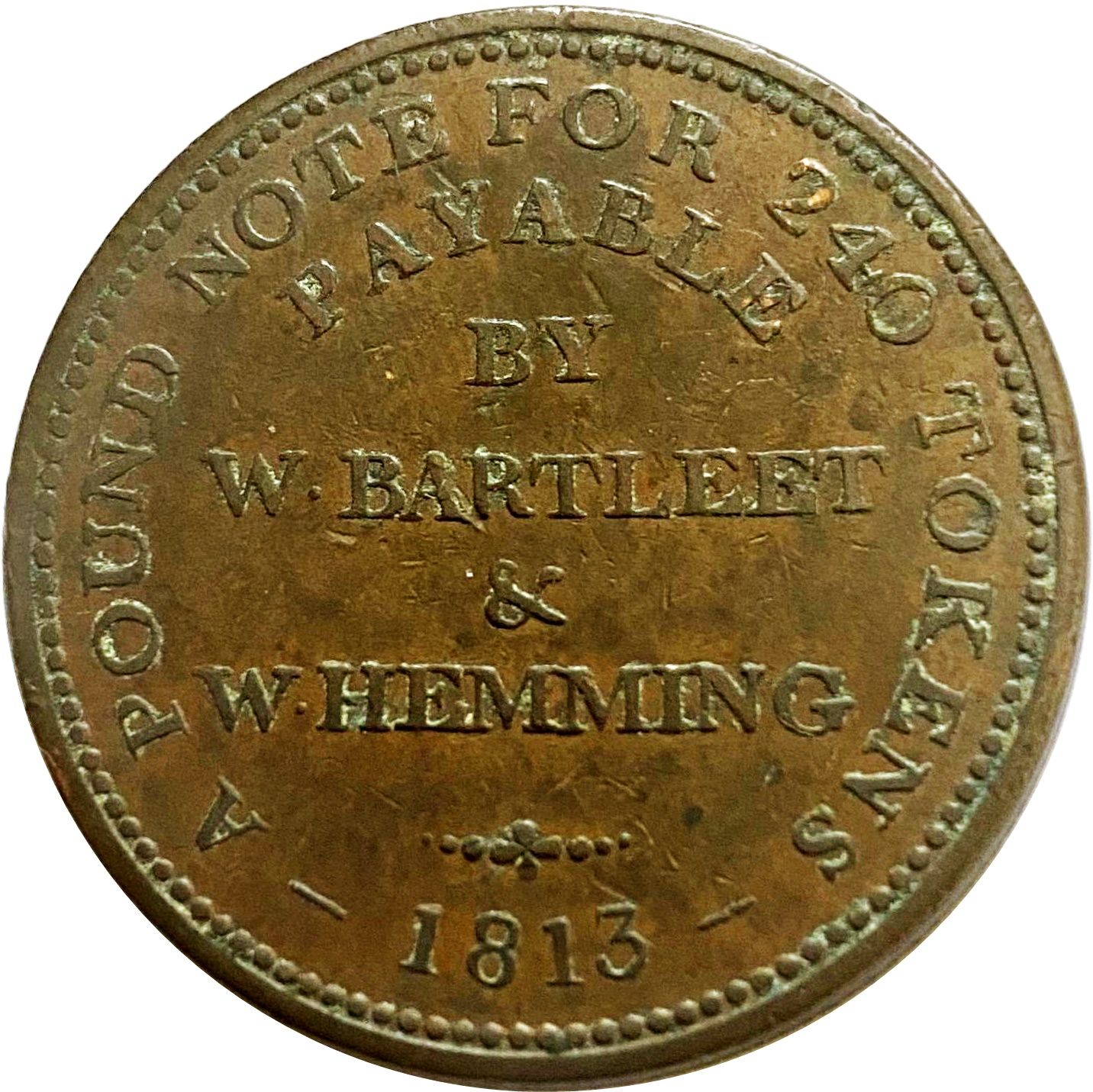 1 Penny Worcestershire - Redditch / W. Bartleet and W. Hemming reverse