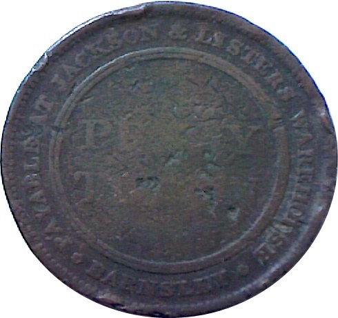 1 Penny Yorkshire - Barnsley / Jackson and Listers Warehouse reverse