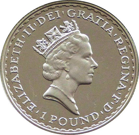 1 Pound - Elizabeth II 3rd portrait; 1/2 oz Fine Silver obverse
