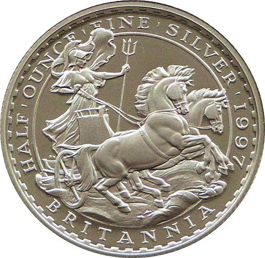 1 Pound - Elizabeth II 3rd portrait; 1/2 oz Fine Silver reverse