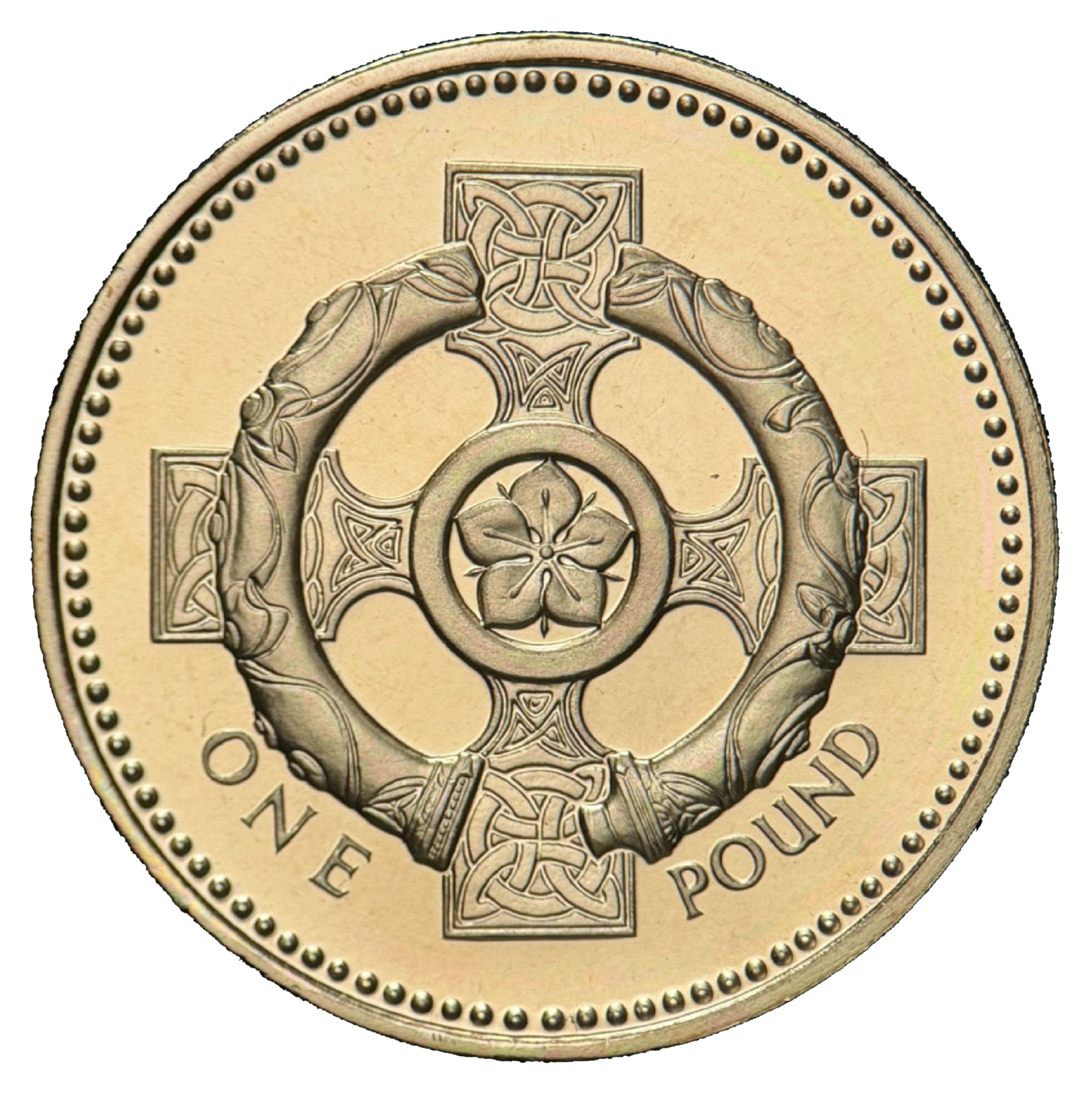 1 Pound - Elizabeth II 3rd portrait; Celtic Cross reverse